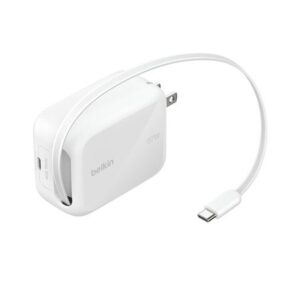 UltraCharge Retractable GaN Wall Charger 67W White
