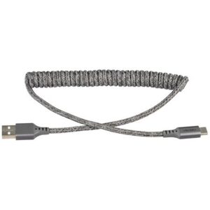 USB-A to USB-C Coiled Cable 1ft Grey