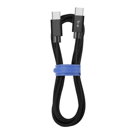 Braided Charge/Sync USB-C to USB-A Cable 4ft Black - Braided Charge/Sync USB-C to USB-C Cable 4ft Black 60W - Image 2