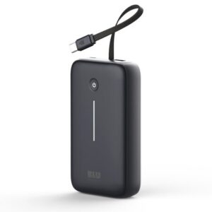 PowerFlex 20K mAh 30W PD Power Bank with Built-In USB-C Cable Black