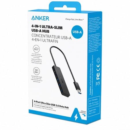 Ultra Slim 4-Port USB 3.0 Data Hub Black - Image 3